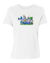 Load image into Gallery viewer, Pacific Blue &amp; Navy Football Gnomes on Women&#39;s T-shirt (similar to Seattle)

