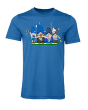 Load image into Gallery viewer, Blue &amp; Black Football Gnomes on Men&#39;s T-shirt (similar to Carolina)
