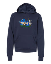 Load image into Gallery viewer, Blue &amp; Black Football Gnomes  (similar to Carolina) on Kids Hoodie
