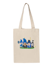 Load image into Gallery viewer, Blue &amp; Black Football Gnomes  (similar to Carolina) on Gusset Tote
