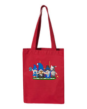 Load image into Gallery viewer, Blue &amp; Black Football Gnomes  (similar to Carolina) on Gusset Tote
