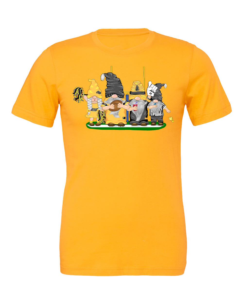 Black & Gold Football Gnomes on Men's T-shirt (similar to Pittsburgh)