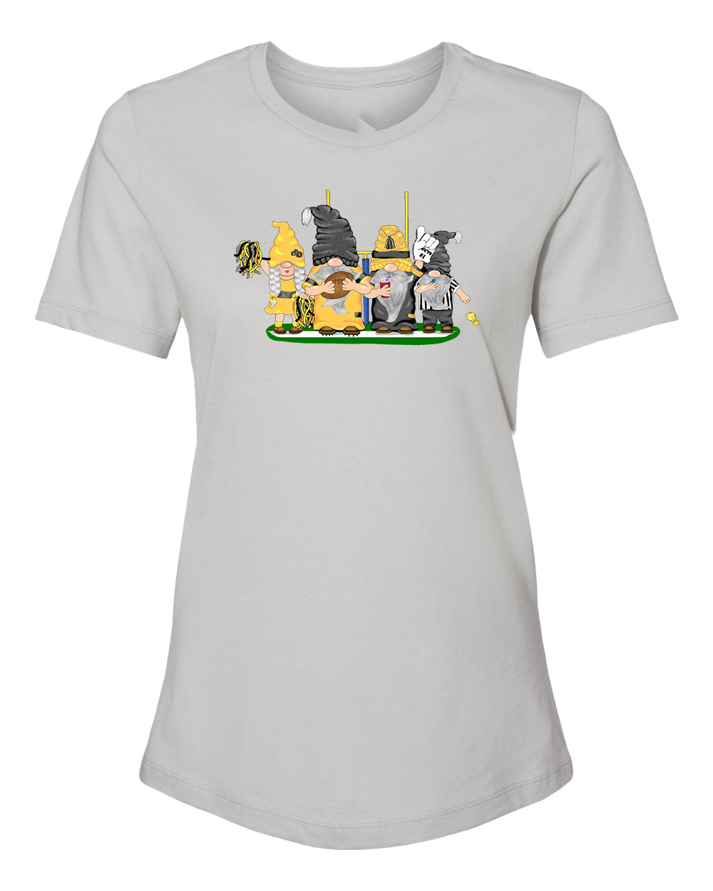 Black & Gold Football Gnomes on Women's T-shirt (similar to Pittsburgh)