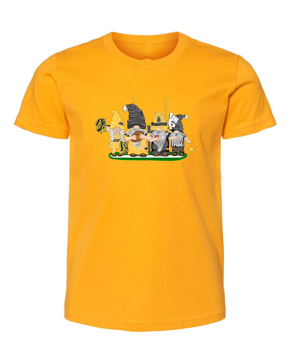 Black & Gold Football Gnomes  (similar to Pittsburgh) on Kids T-shirt