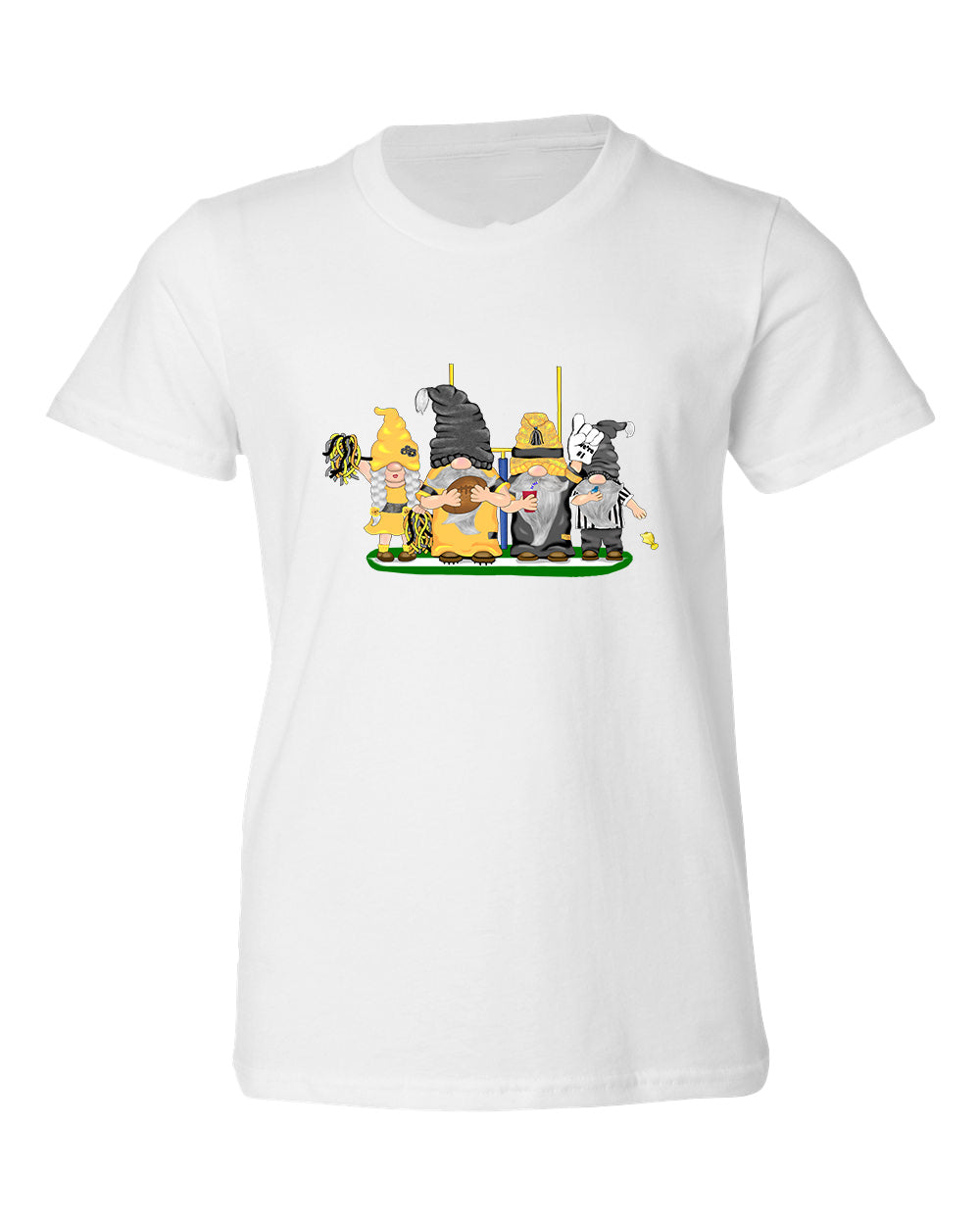 Black & Gold Football Gnomes  (similar to Pittsburgh) on Kids T-shirt