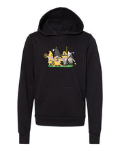 Load image into Gallery viewer, Black &amp; Gold Football Gnomes  (similar to Pittsburgh) on Kids Hoodie
