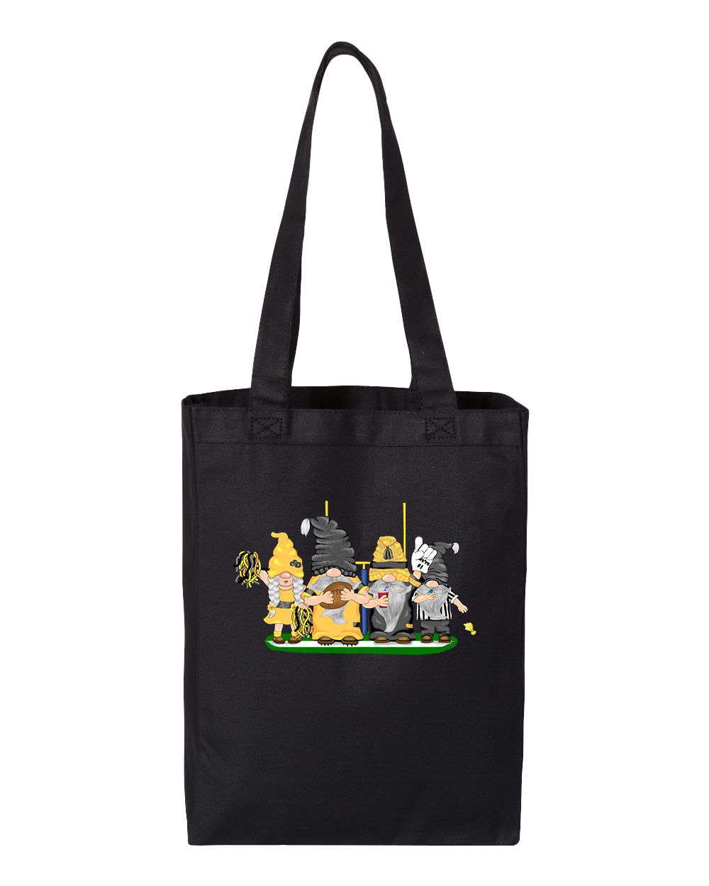 Black & Gold Football Gnomes  (similar to Pittsburgh) on Gusset Tote