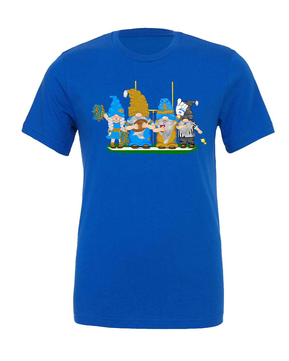 Gold & Powder Blue Football Gnomes on Men's T-shirt (similar to LA)