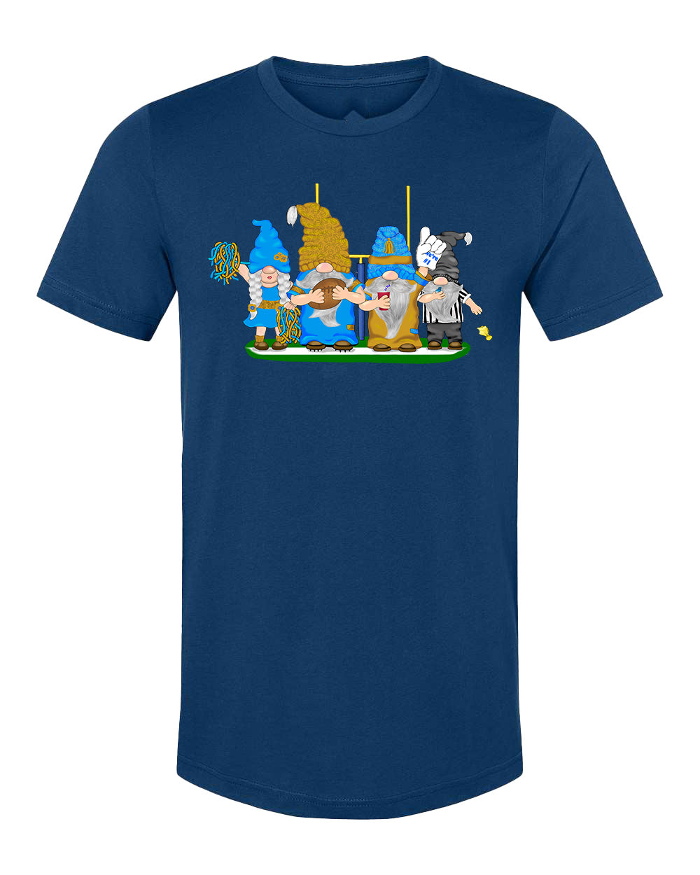 Gold & Powder Blue Football Gnomes on Men's T-shirt (similar to LA)