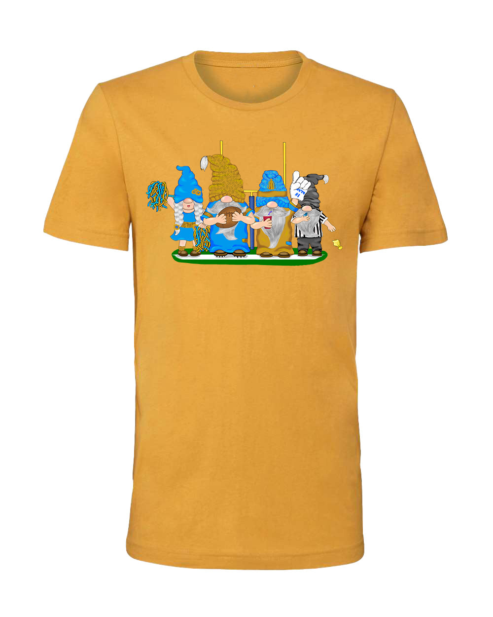 Gold & Powder Blue Football Gnomes on Men's T-shirt (similar to LA)