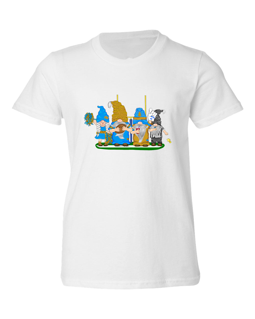 Gold & Powder Blue Football Gnomes  (similar to LA) on Kids T-shirt