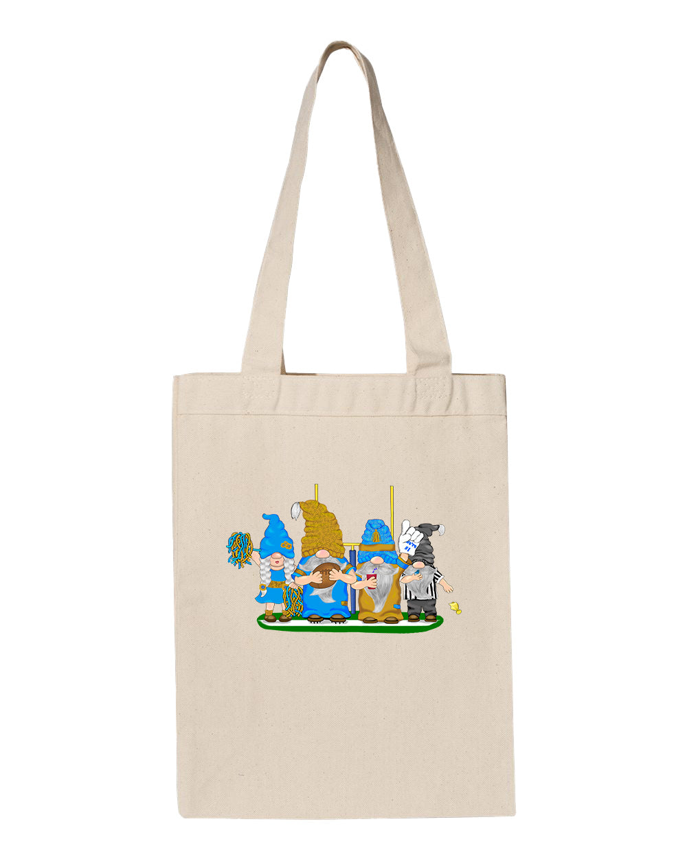 Gold & Powder Blue Football Gnomes  (similar to LA) on Gusset Tote