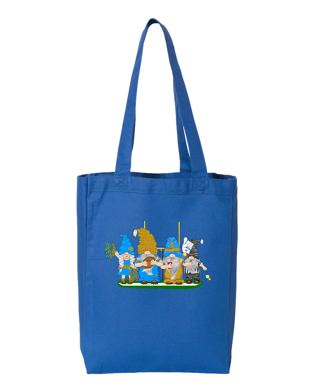 Gold & Powder Blue Football Gnomes  (similar to LA) on Gusset Tote