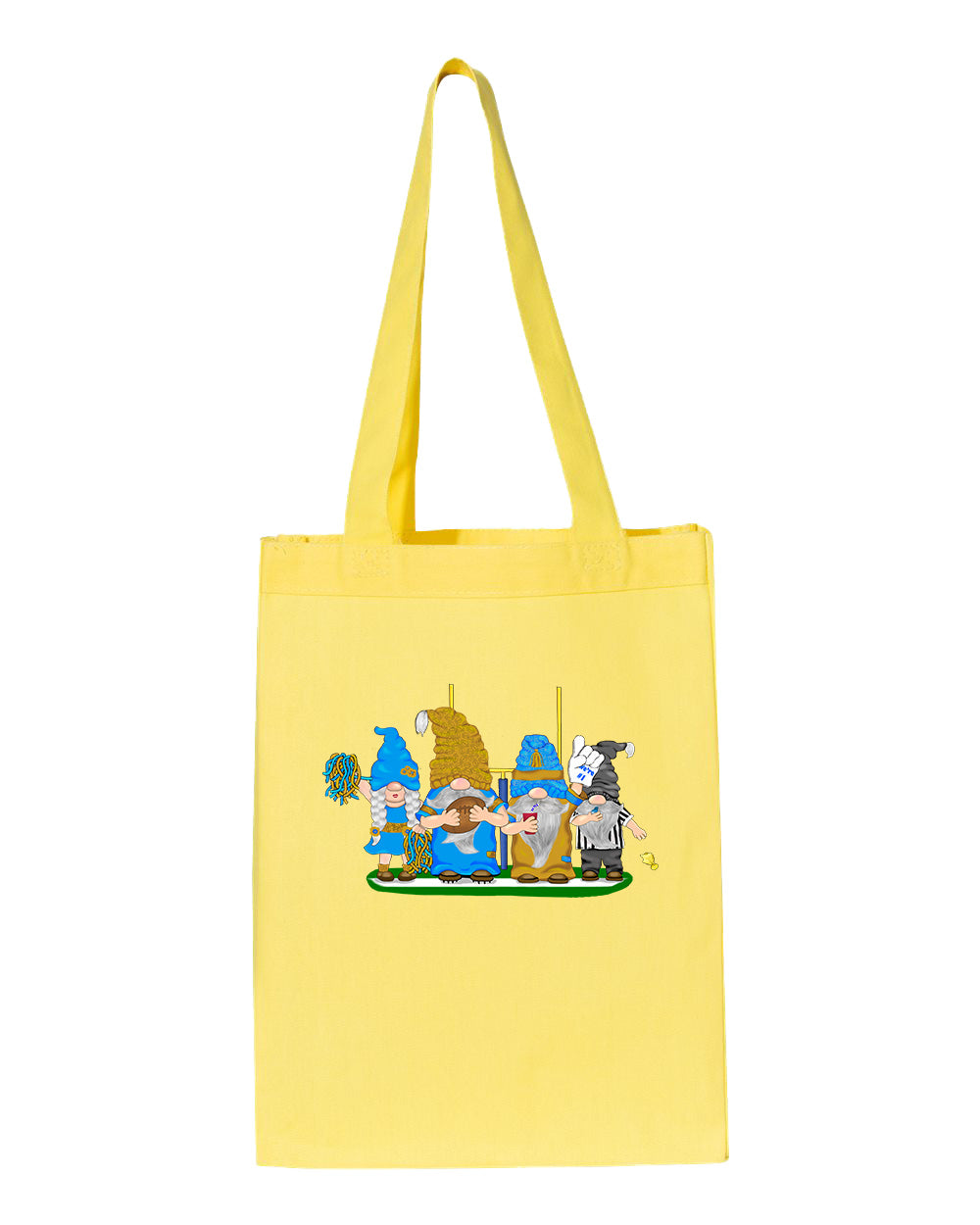 Gold & Powder Blue Football Gnomes  (similar to LA) on Gusset Tote