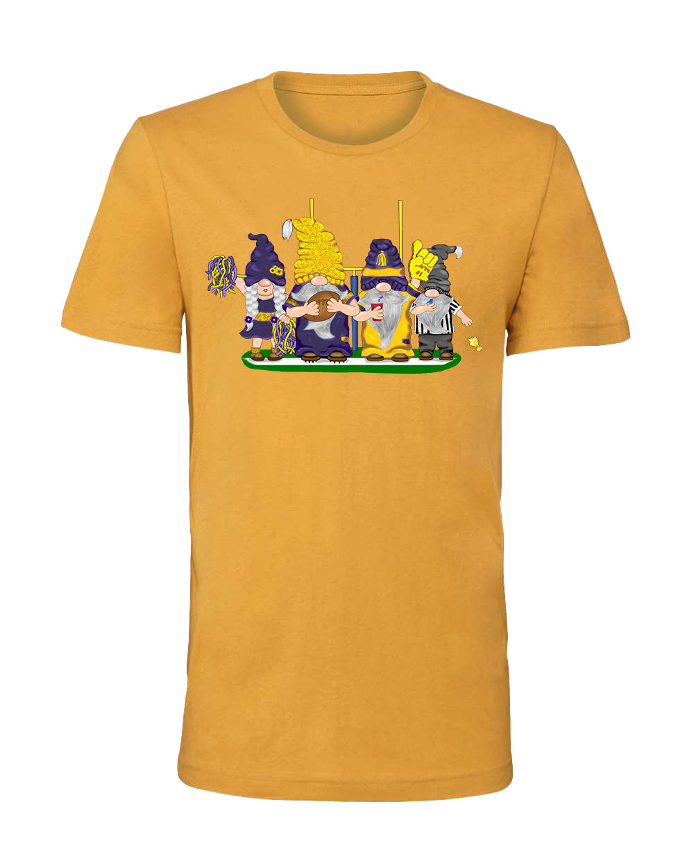 Purple & Gold Football Gnomes on Men's T-shirt (similar to Minnesota)