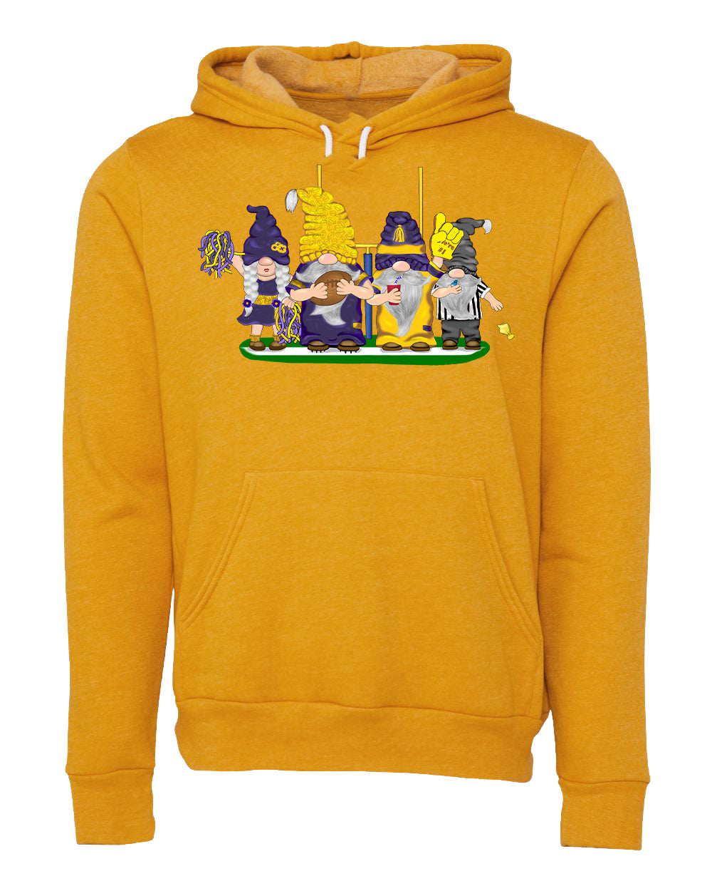 Purple & Gold Football Gnomes (similar to Minnesota) on Unisex Hoodie