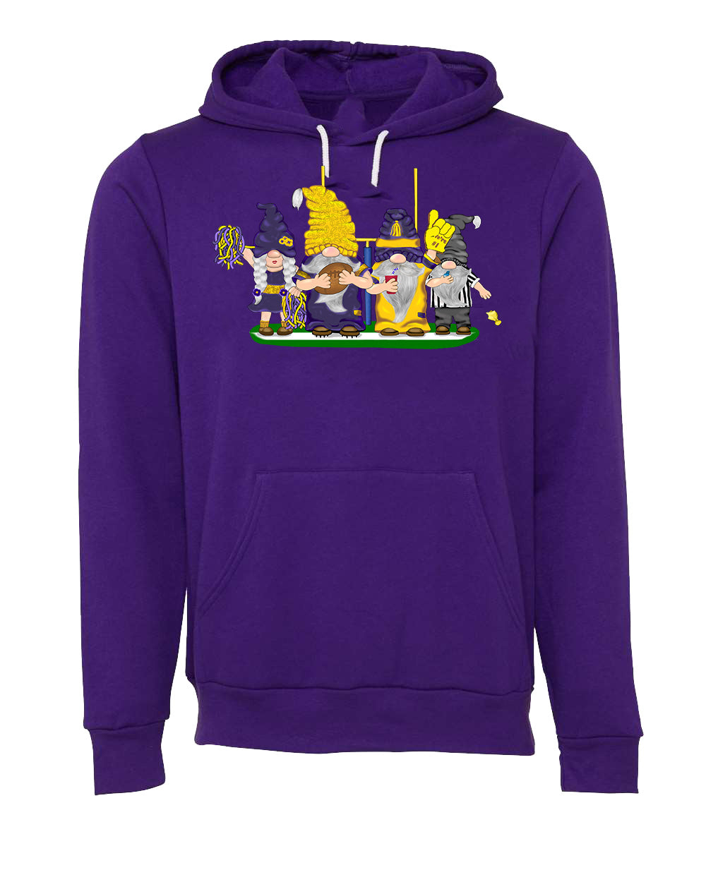 Purple & Gold Football Gnomes (similar to Minnesota) on Unisex Hoodie