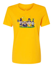 Load image into Gallery viewer, Purple &amp; Gold Football Gnomes on Women&#39;s T-shirt (similar to Minnesota)
