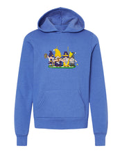 Load image into Gallery viewer, Purple &amp; Gold Football Gnomes  (similar to Minnesota) on Kids Hoodie
