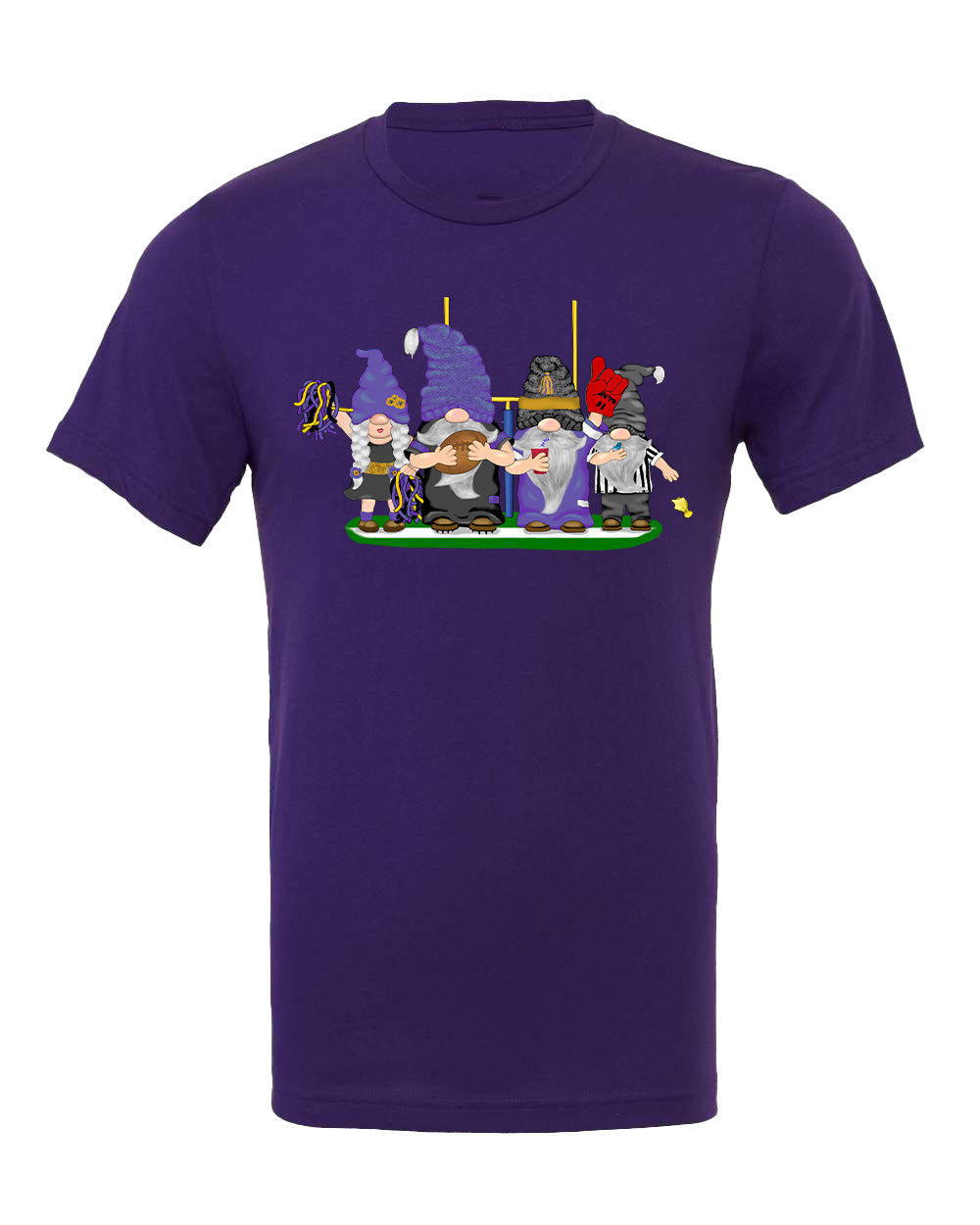 Purple & Black Football Gnomes on Men's T-shirt (similar to Baltimore)