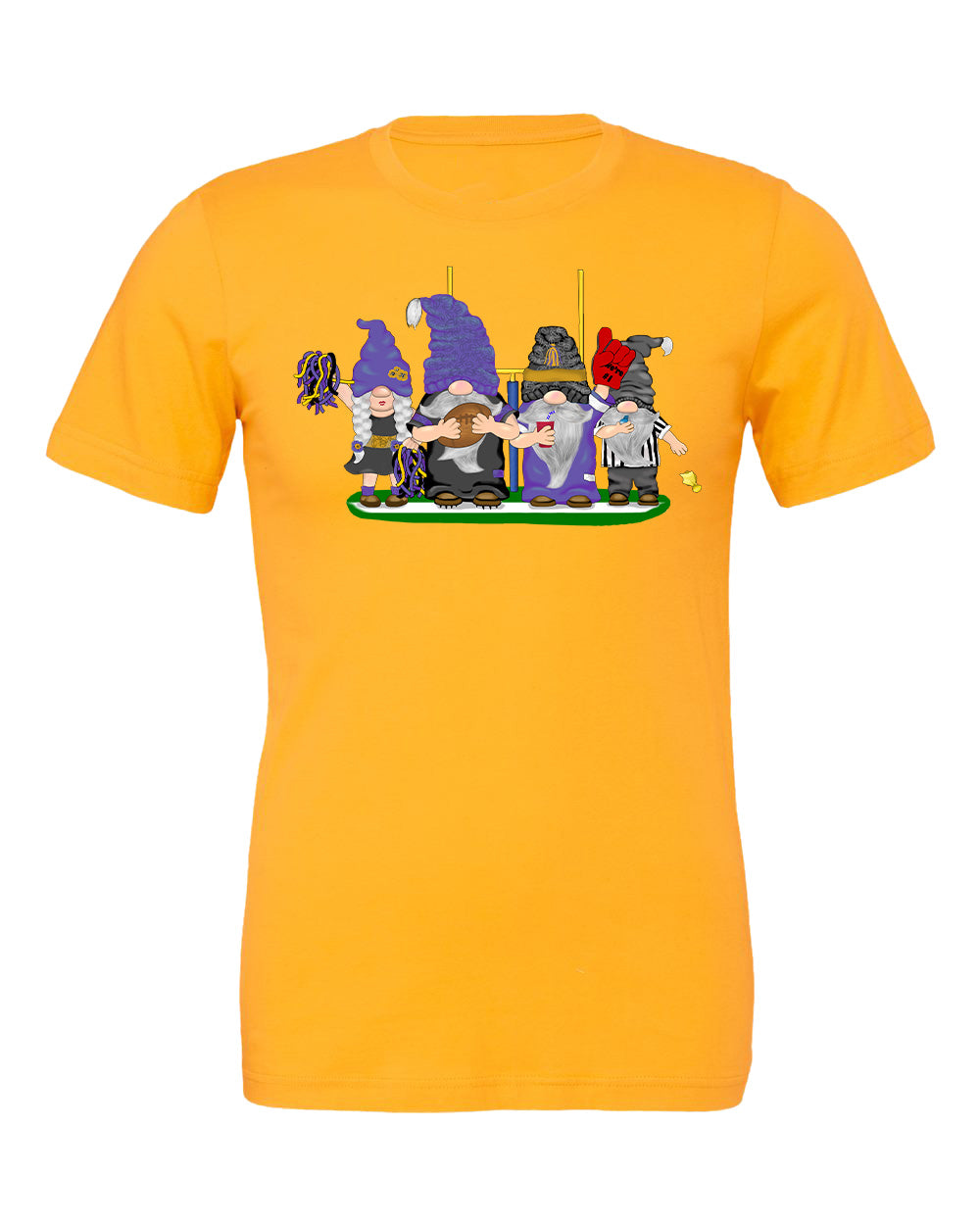 Purple & Black Football Gnomes on Men's T-shirt (similar to Baltimore)