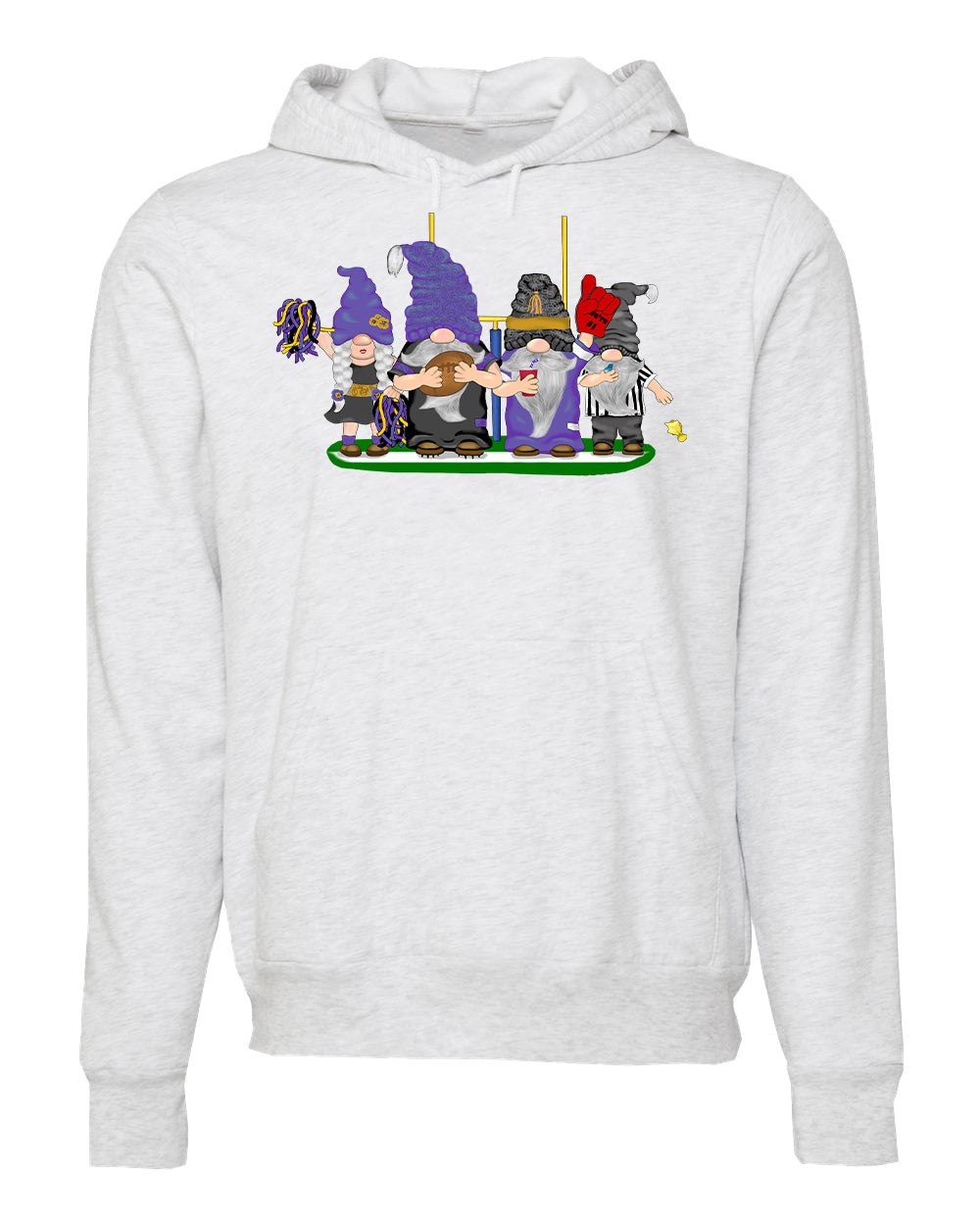 Purple & Black Football Gnomes (similar to Baltimore) on Unisex Hoodie