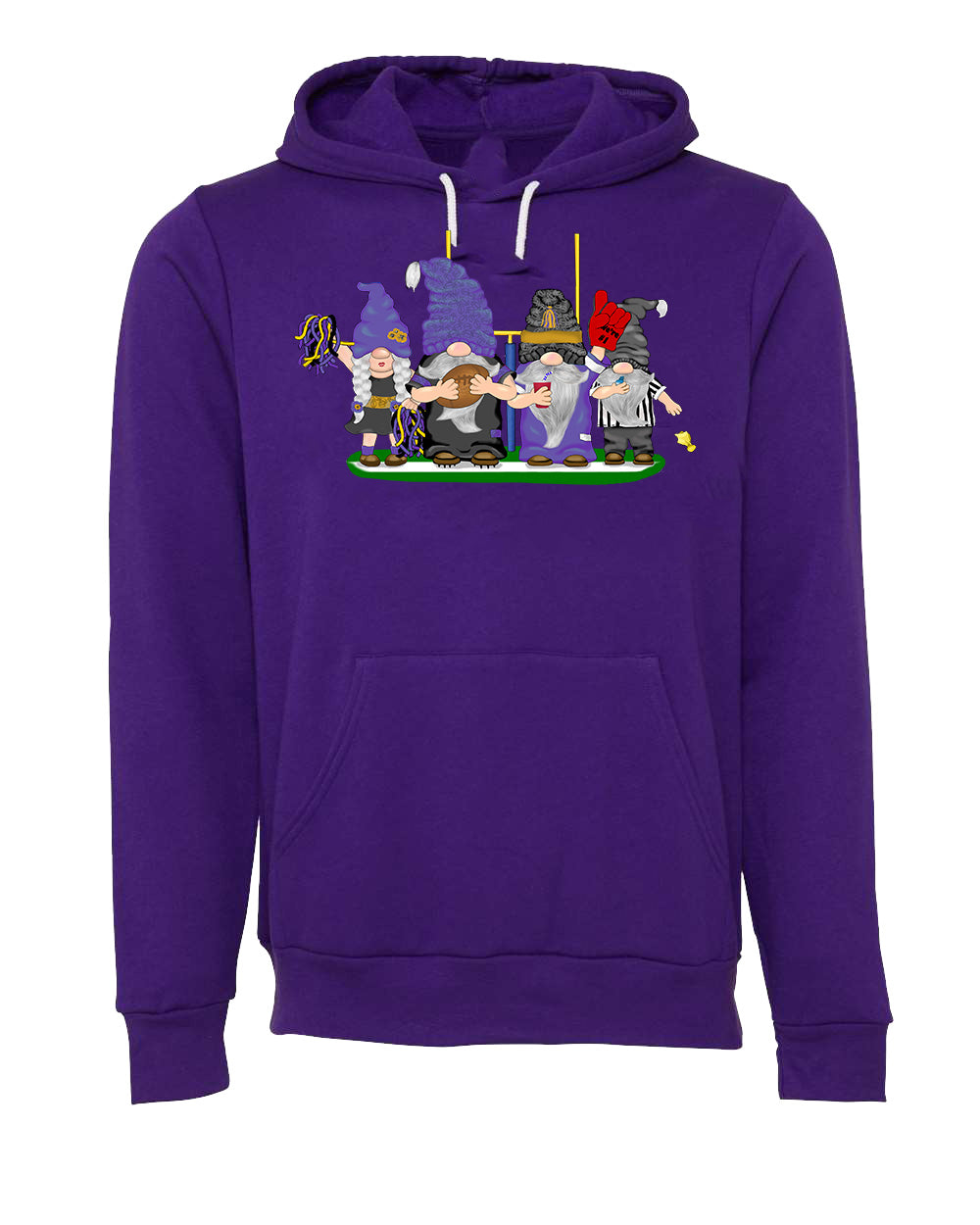 Purple & Black Football Gnomes (similar to Baltimore) on Unisex Hoodie