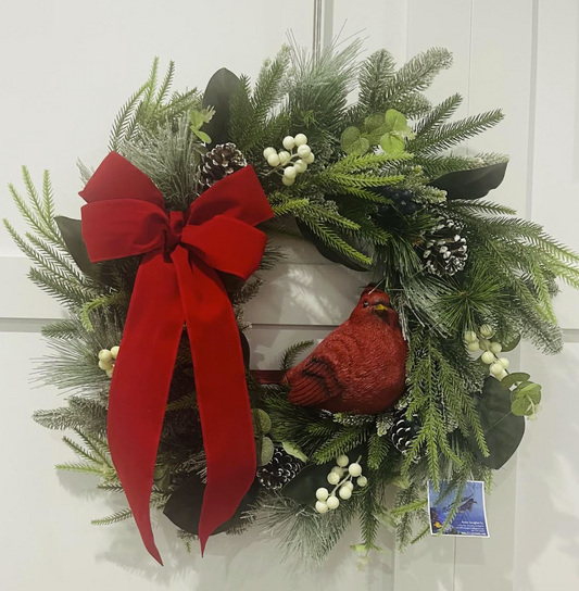 Christmas Wreath with Cardinal