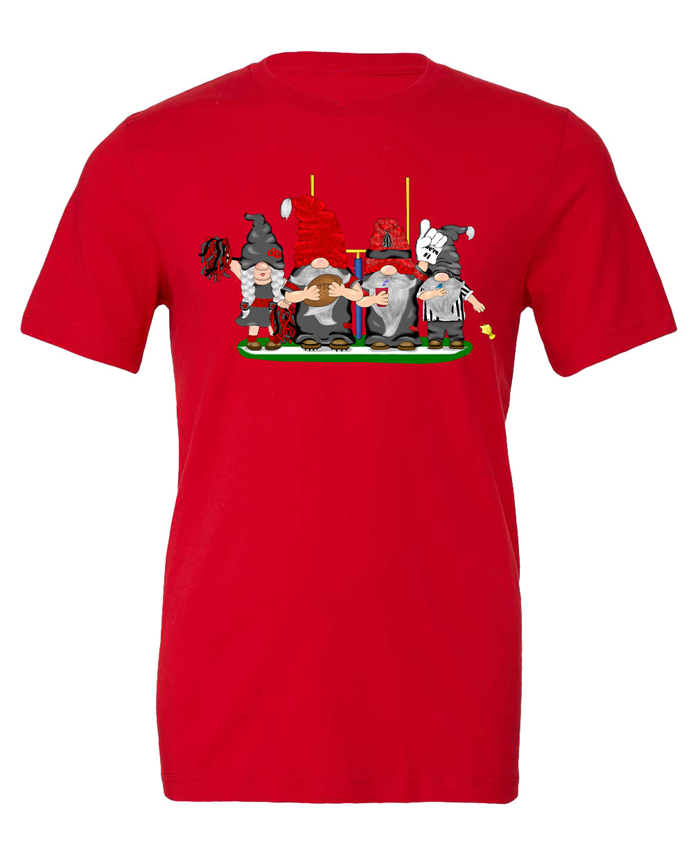 Black & Red Football Gnomes on Men's T-shirt (similar to Tampa Bay)