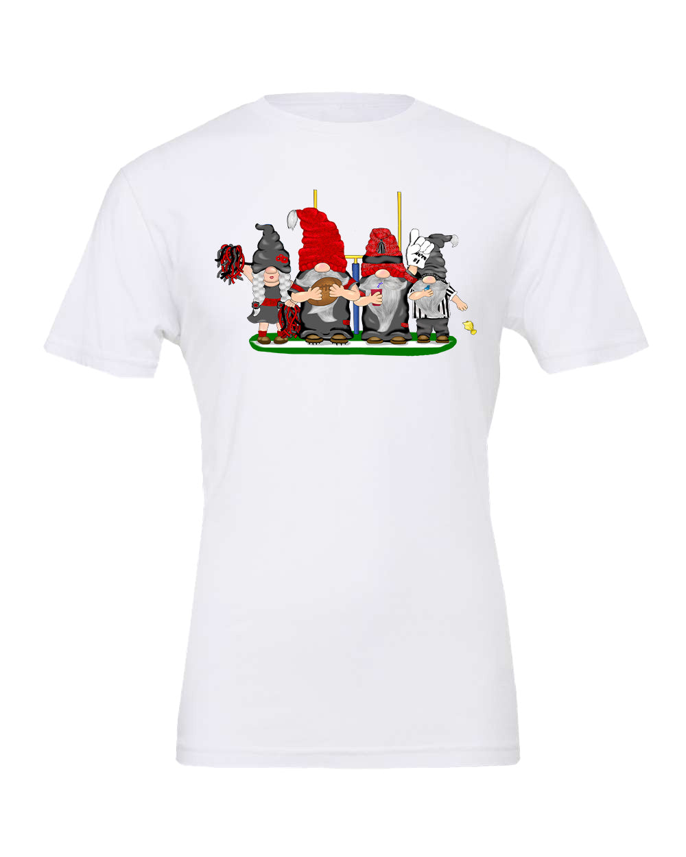 Black & Red Football Gnomes on Men's T-shirt (similar to Tampa Bay)