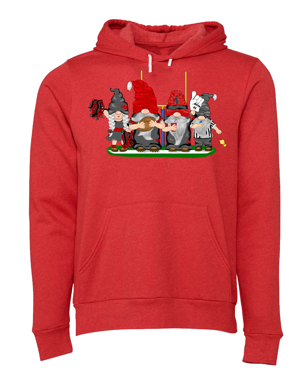 Black & Red Football Gnomes (similar to Tampa Bay) on Unisex Hoodie