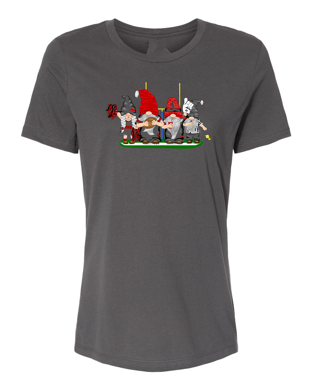 Black & Red Football Gnomes on Women's T-shirt (similar to Tampa Bay)