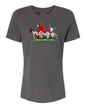 Load image into Gallery viewer, Black &amp; Red Football Gnomes on Women&#39;s T-shirt (similar to Tampa Bay)
