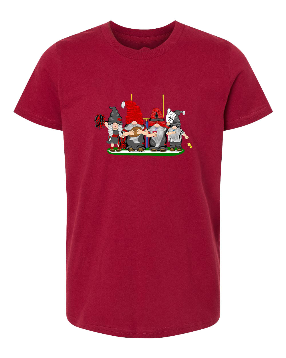 Black & Red Football Gnomes  (similar to Tampa Bay) on Kids T-shirt