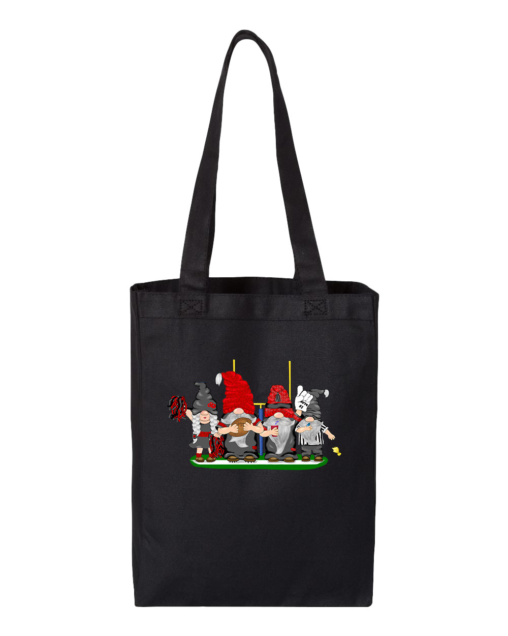 Black & Red Football Gnomes  (similar to Tampa Bay) on Gusset Tote