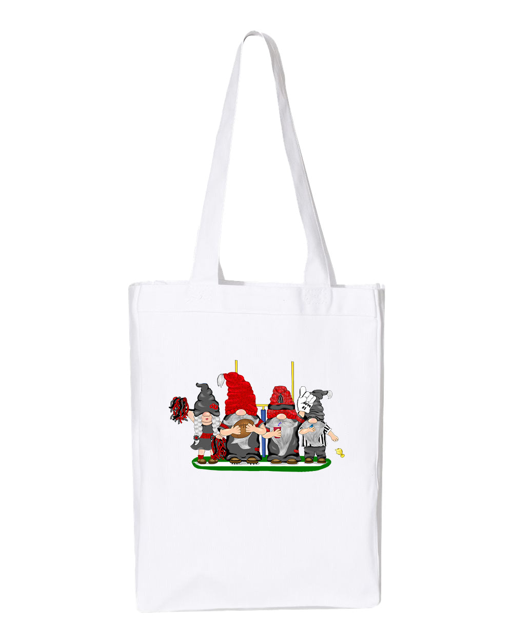 Black & Red Football Gnomes  (similar to Tampa Bay) on Gusset Tote