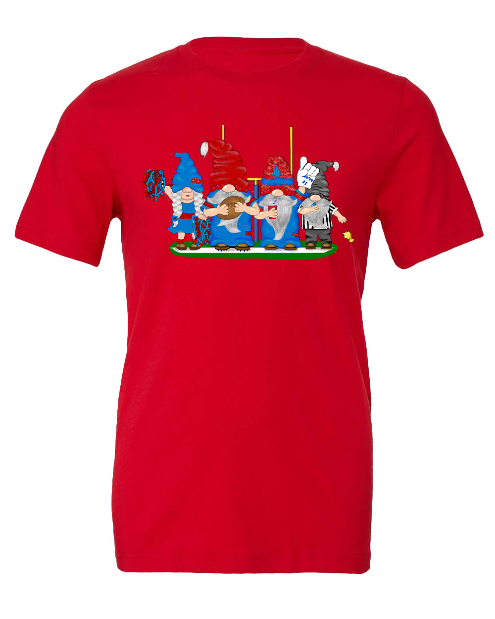 Red & Blue Football Gnomes on Men's T-shirt (similar to NY)