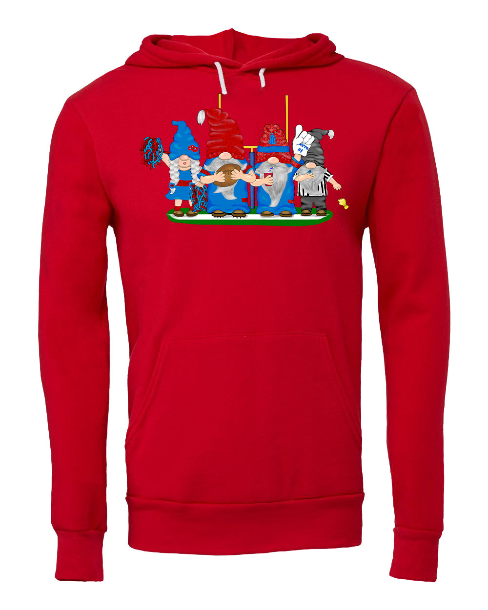 Red & Blue Football Gnomes (similar to NY) on Hoodie