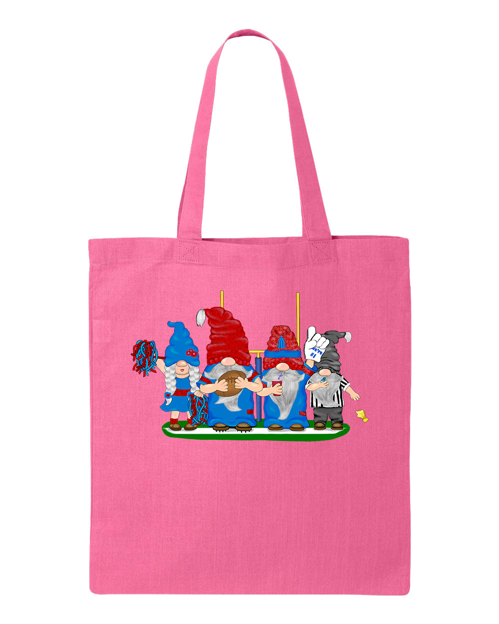 Red & Blue Football Gnomes  (similar to Buffalo) on Tote
