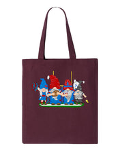 Load image into Gallery viewer, Red &amp; Blue Football Gnomes  (similar to Buffalo) on Tote
