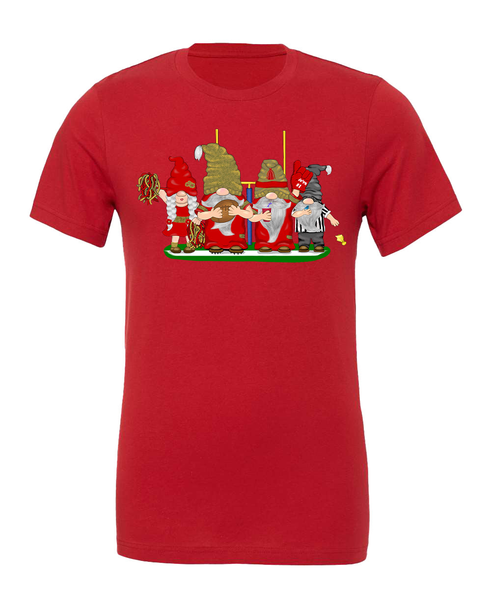 Red & Gold Football Gnomes on Men's T-shirt (similar to San Fransisco)