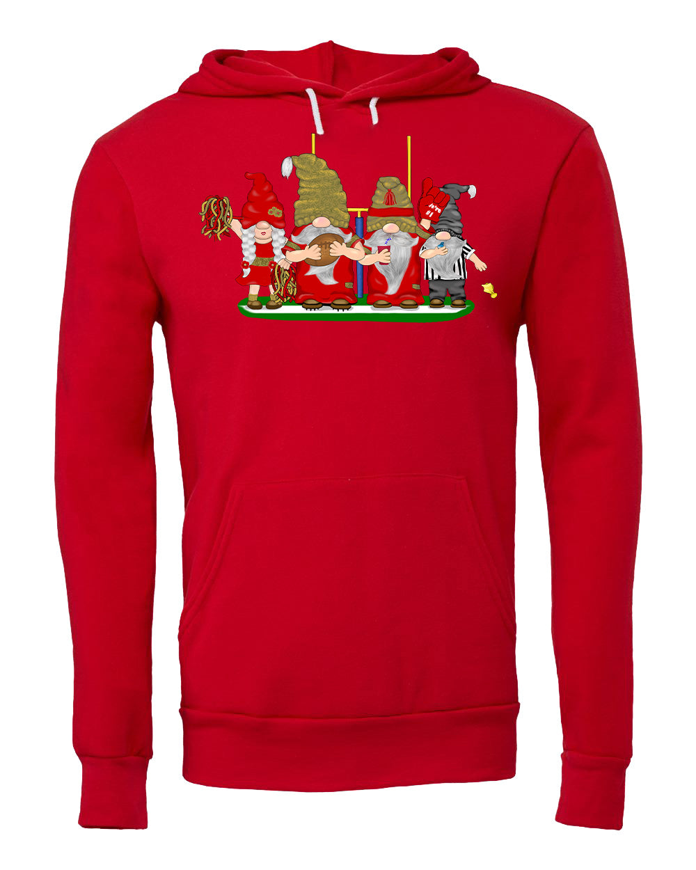 Red & Gold Football Gnomes (similar to San Fransisco) on Hoodie