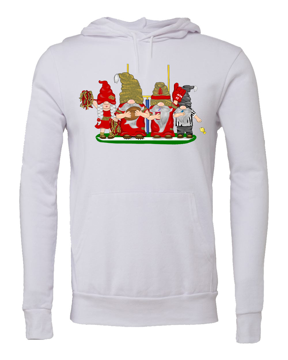 Red & Gold Football Gnomes (similar to San Fransisco) on Hoodie