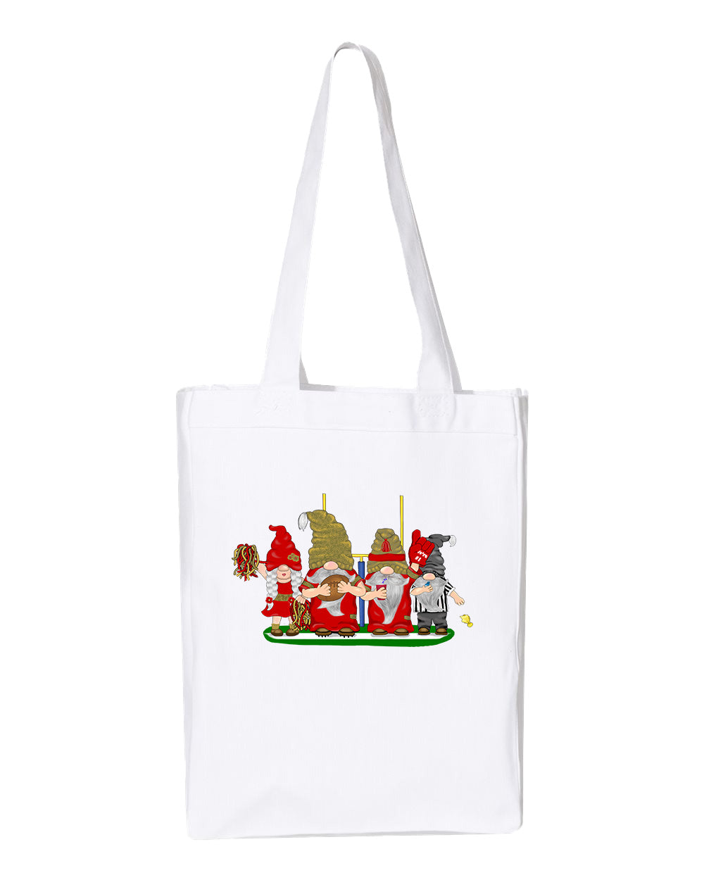Red & Gold Football Gnomes  (similar to San Fransisco) on Gusset Tote