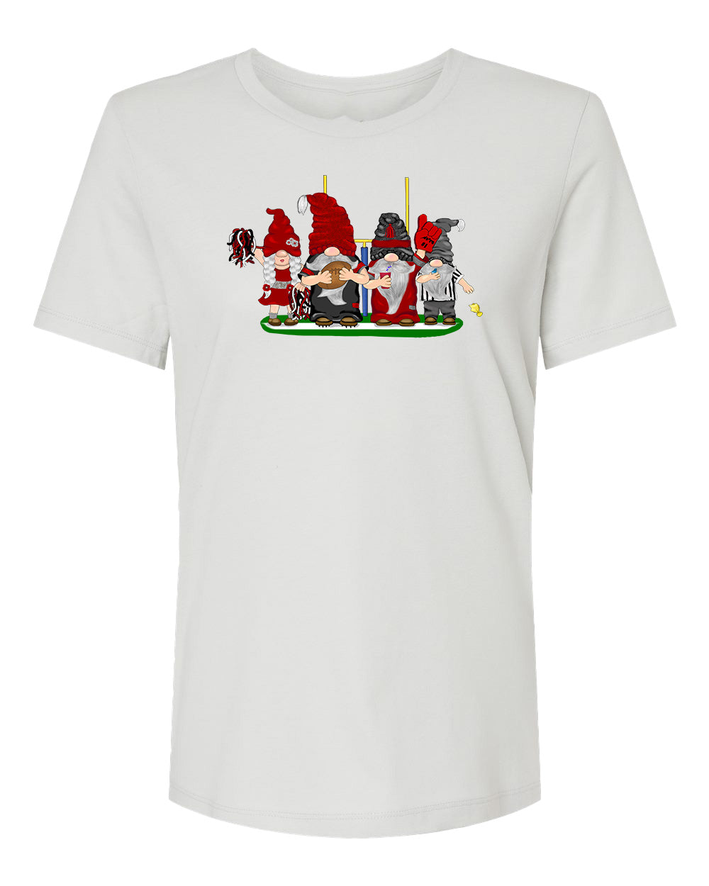 Red & Silver Football Gnomes on Women's T-shirt (similar to Atlanta)