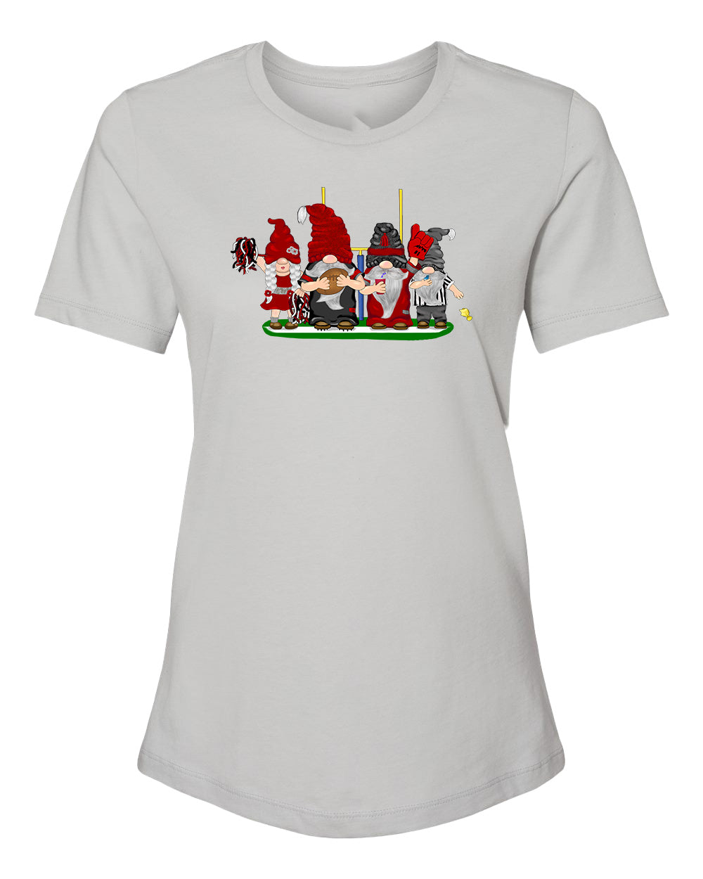 Red & Silver Football Gnomes on Women's T-shirt (similar to Atlanta)