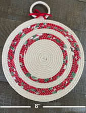 Load image into Gallery viewer, Fabric &amp; rope Christmas trivet
