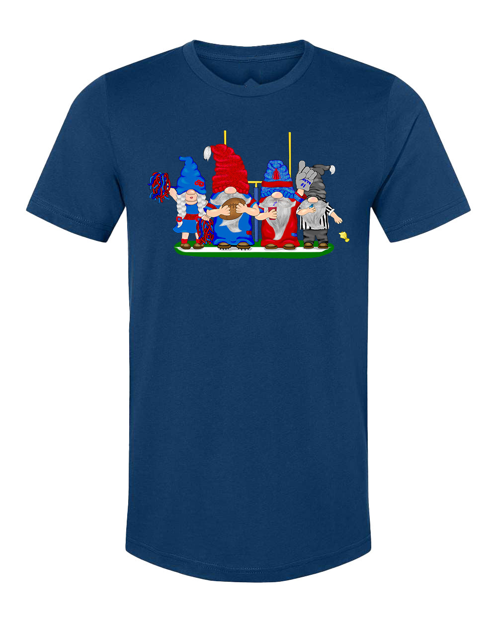 Steel Blue & Red Football Gnomes on Men's T-shirt (similar to Houston)