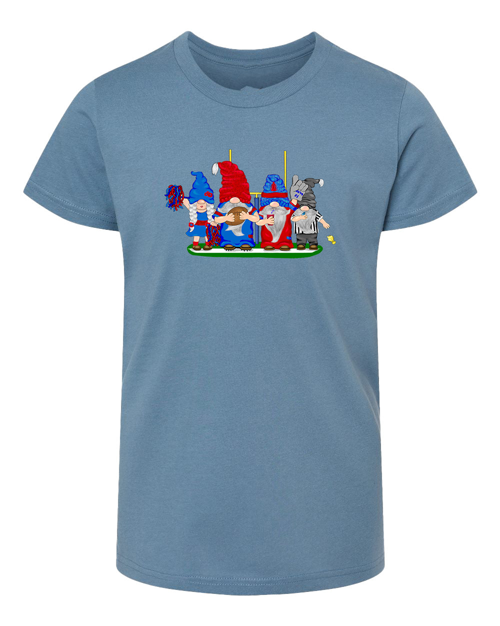 Steel Blue & Red Football Gnomes  (similar to Houston) on Kids T-shirt