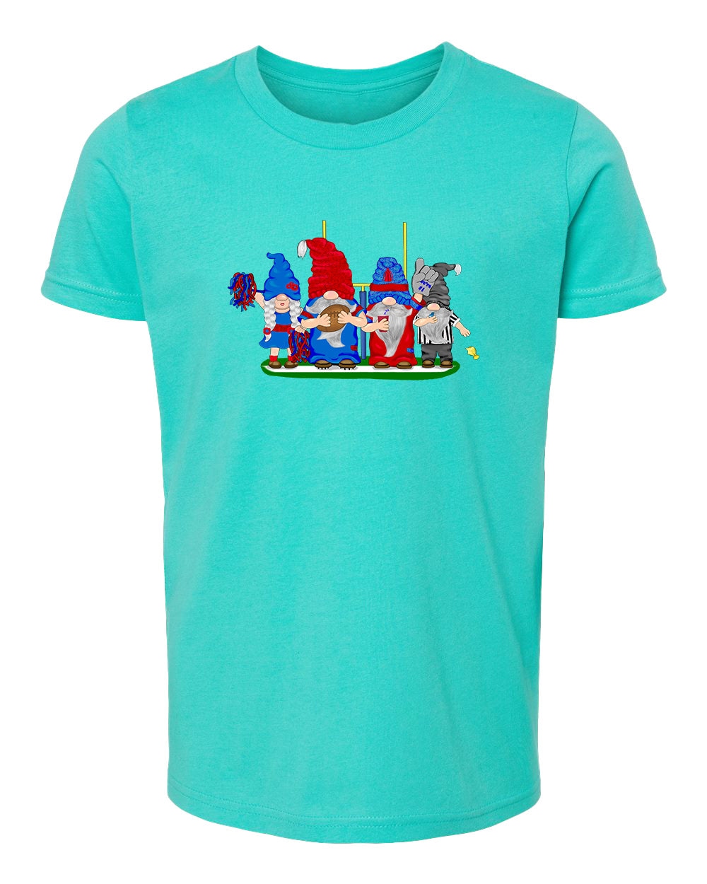 Steel Blue & Red Football Gnomes  (similar to Houston) on Kids T-shirt